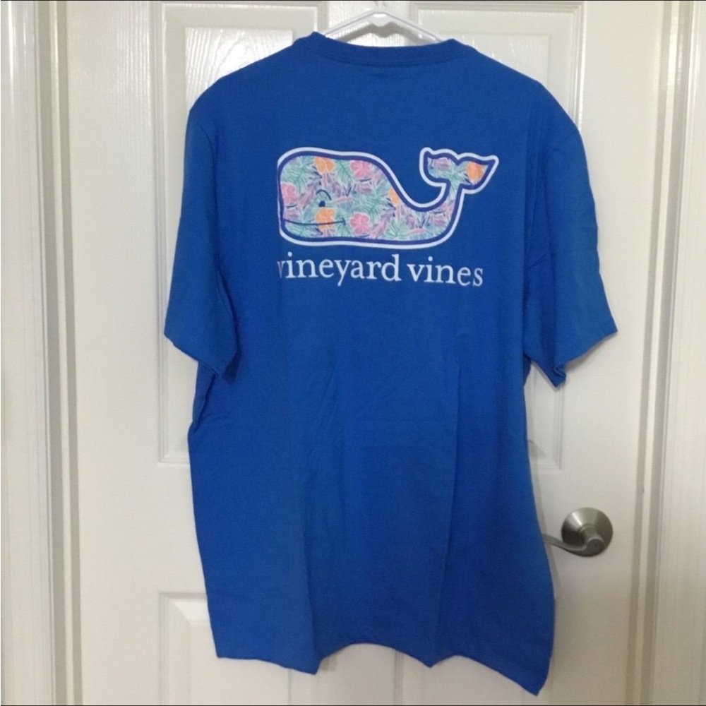 Vineyard Vines Gulf Tropical Whale Short Sleeve Tee Azure Blue Choose XL Or Lg